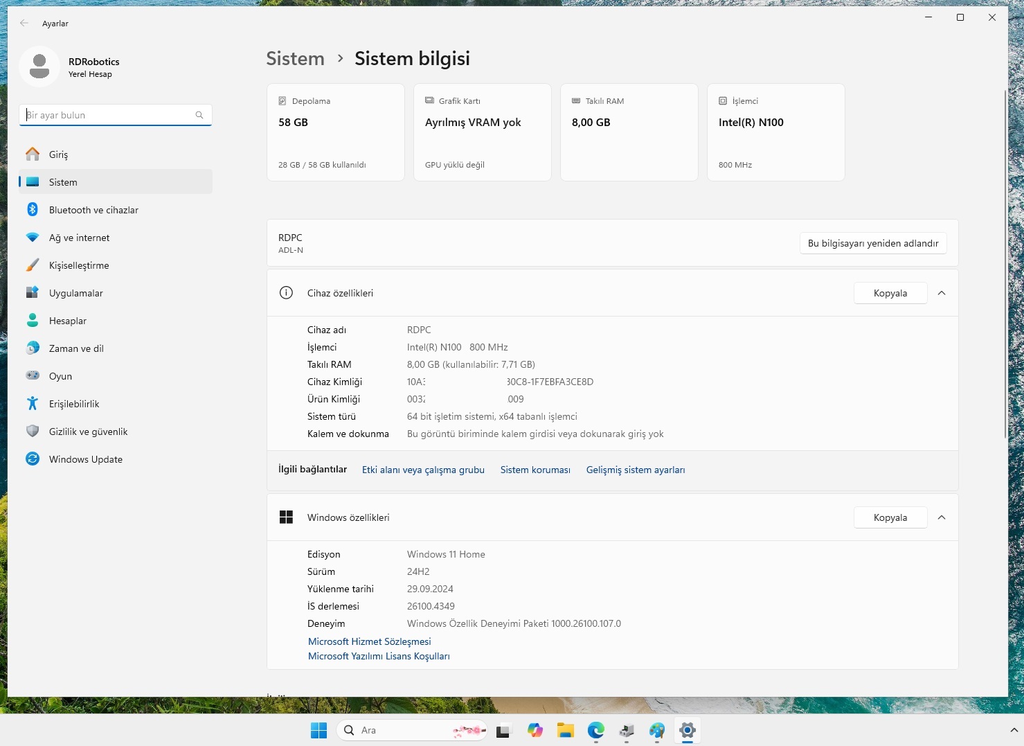 PCW11 Sistem Özellikleri