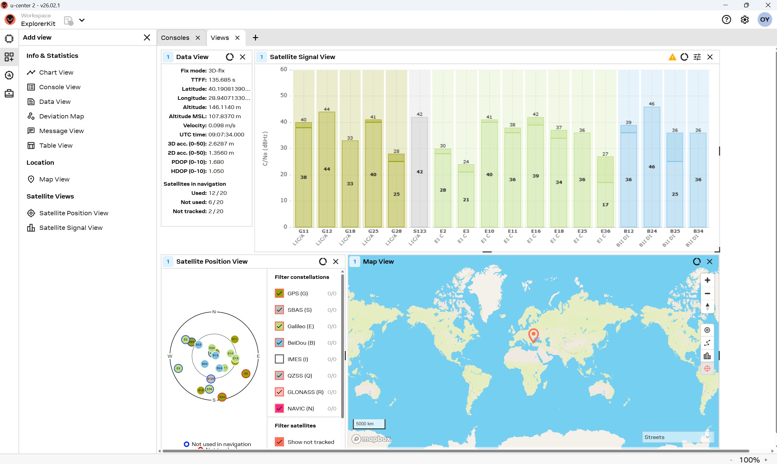 u-center 2 Yazılım Görünümü